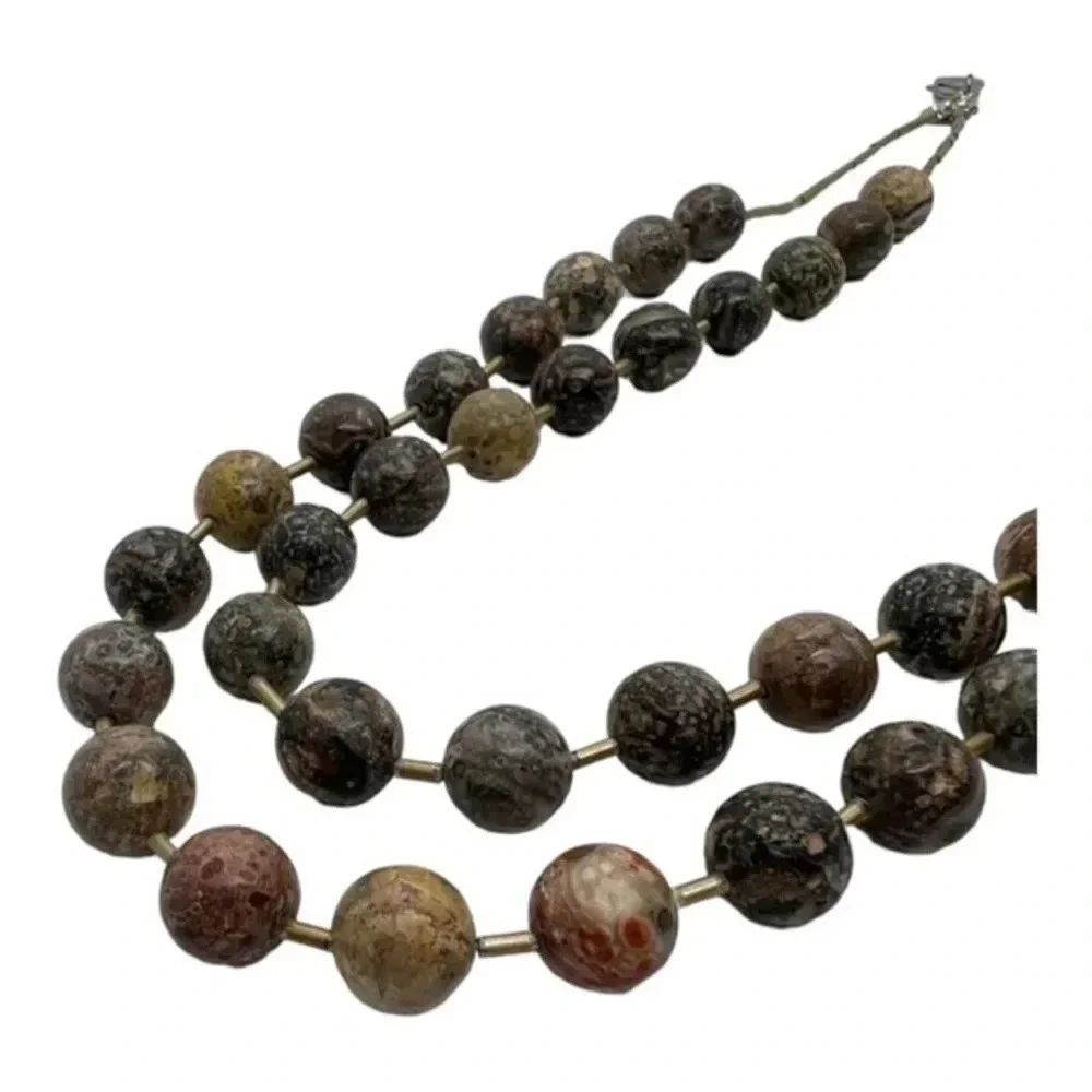 Chicos Double String Fashion Beaded Earthtones Necklace‎ Extender Chain Clasp​​​